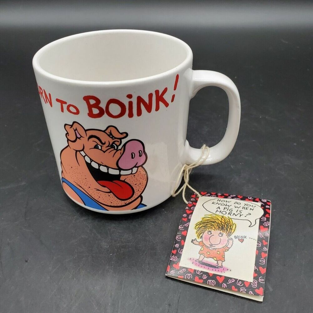 Applause "Men Are Animals Born To Boink" Coffee Mug Vintage New Old Stock!